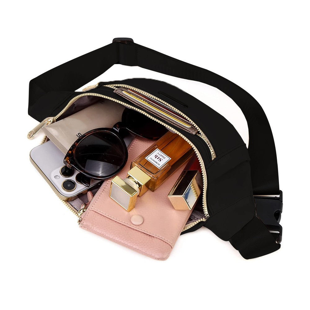 Women Crossbody Fanny Pack Waist Bag Mini Belt Bag for Outdoors Sports Hiking Running Black