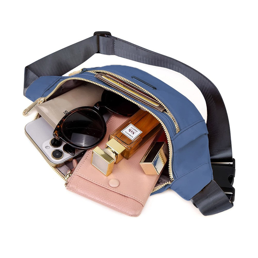 Women Crossbody Fanny Pack Waist Bag Mini Belt Bag for Outdoors Sports Hiking Running Blue