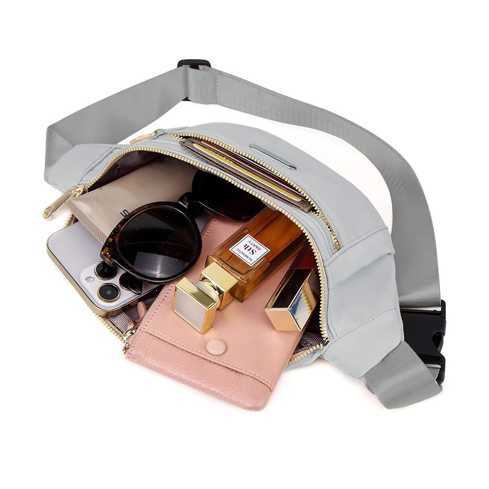 Women Crossbody Fanny Pack Waist Bag Mini Belt Bag for Outdoors Sports Hiking Running Grey