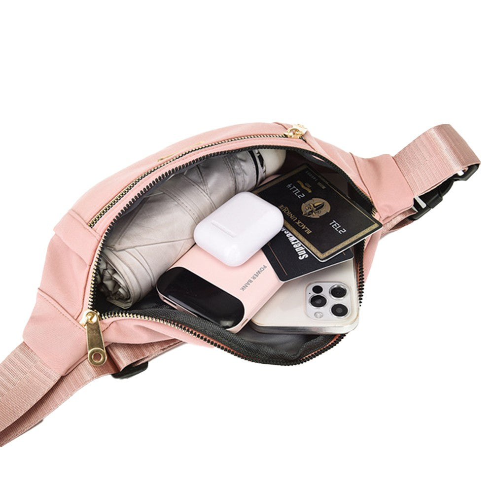 Women Crossbody Fanny Pack Waist Bag Mini Belt Bag for Outdoors Sports Hiking Running Pink