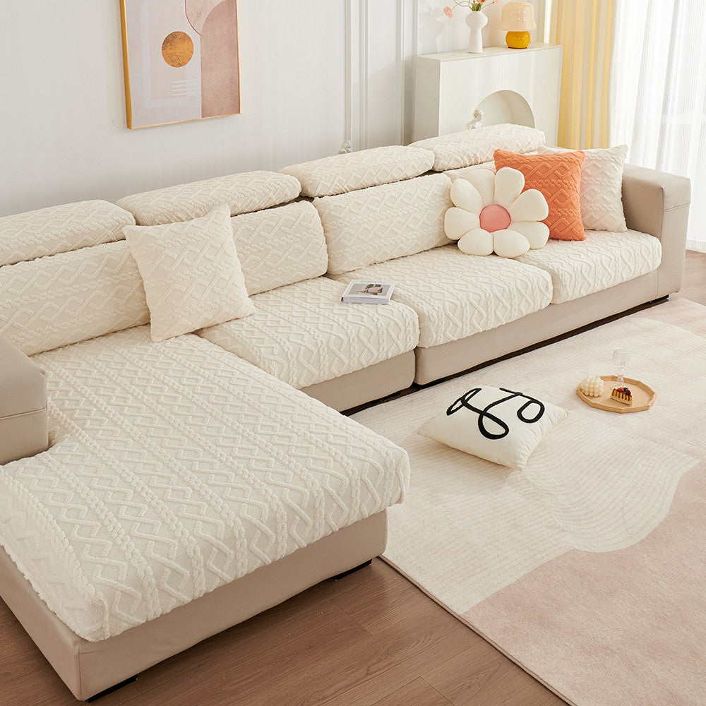 For 1-Seater Stretch Sofa Seat Cover Elastic Couch Cushion Slipcovers Furniture Protector Beige