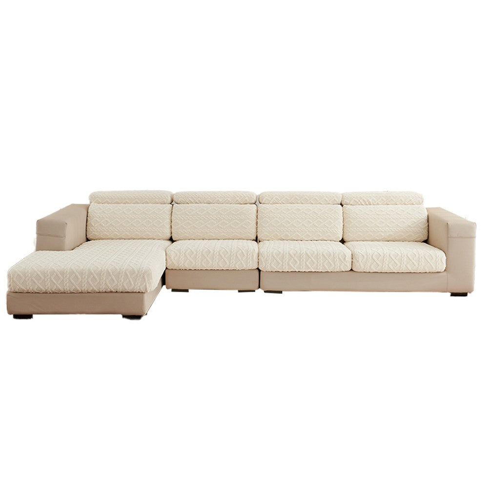 For 3-Seater Stretch Sofa Seat Cover Elastic Couch Cushion Slipcovers Furniture Protector Beige