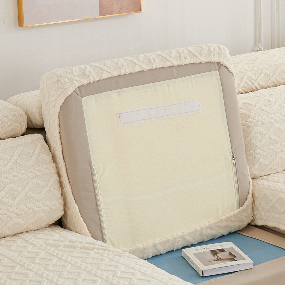 For 3-Seater Stretch Sofa Seat Cover Elastic Couch Cushion Slipcovers Furniture Protector Beige