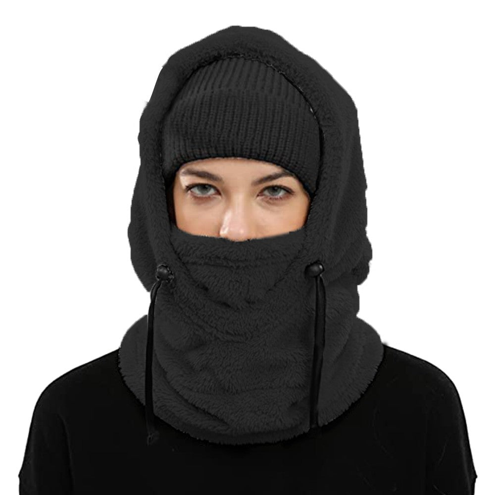 Winter Balaclava Ski Mask Wind-Resistant Cycling Warm Face Cover Hat Neck Warm Black