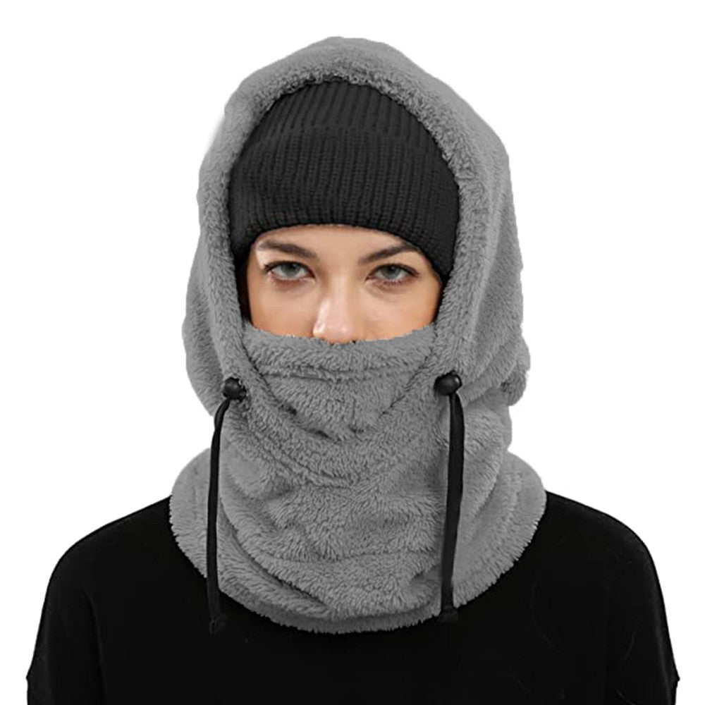 Winter Balaclava Ski Mask Wind-Resistant Cycling Warm Face Cover Hat Neck Warm Grey