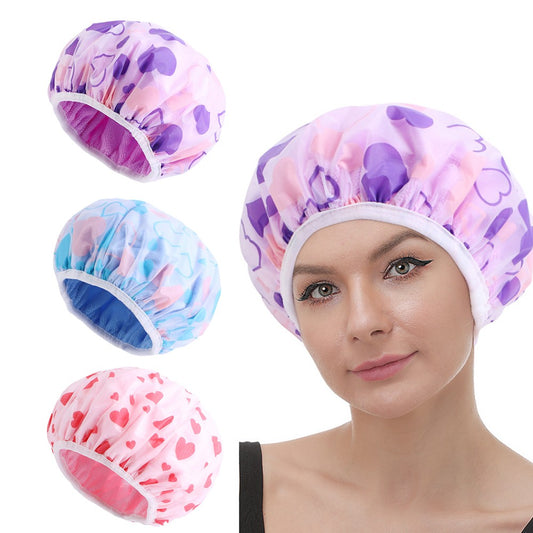 3 X Water-resistant Double Layer Shower Cap Sleeping Hat Bath Hat Hair Care