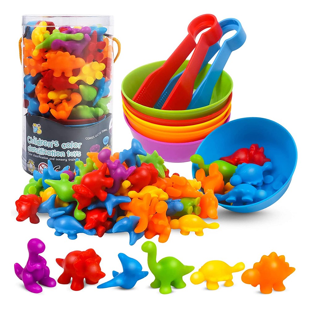 Kids Counting Dinosaur Toys Set Color Sorting Matching Game Montessori STEM Educational Learning Toy