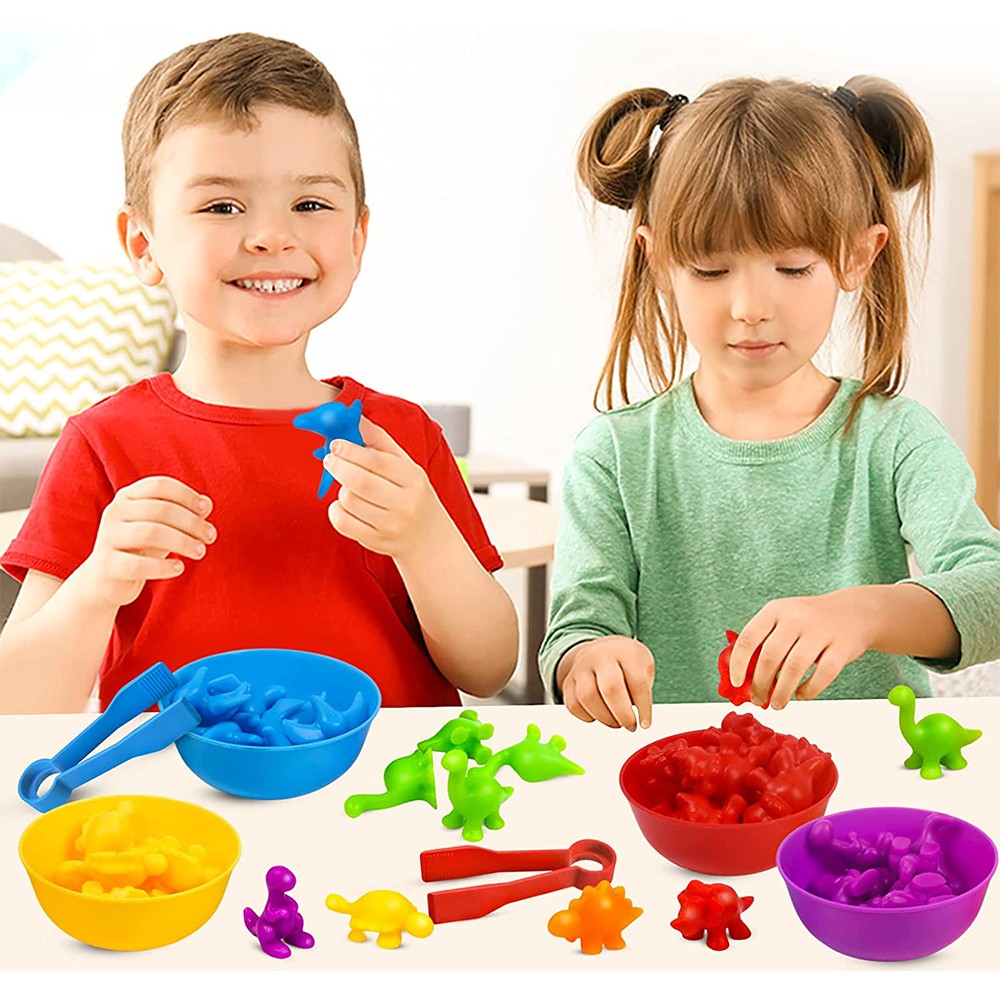 Kids Counting Dinosaur Toys Set Color Sorting Matching Game Montessori STEM Educational Learning Toy