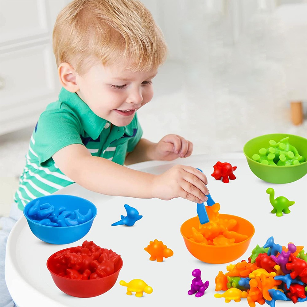 Kids Counting Dinosaur Toys Set Color Sorting Matching Game Montessori STEM Educational Learning Toy