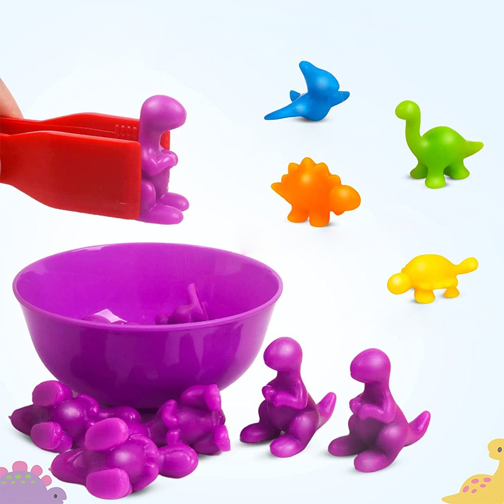 Kids Counting Dinosaur Toys Set Color Sorting Matching Game Montessori STEM Educational Learning Toy