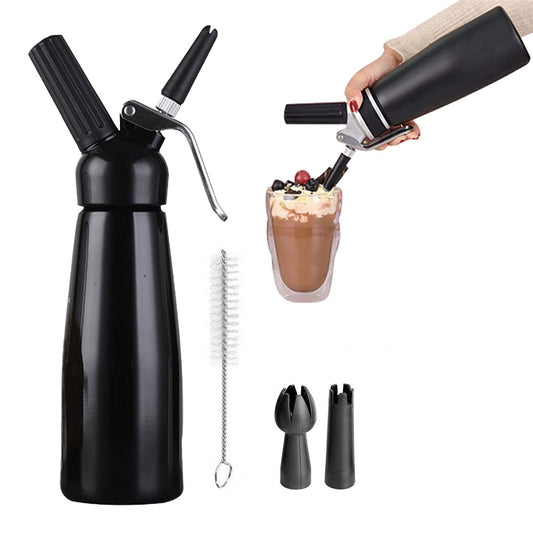 500ML Whipped-Cream Dispenser Leak-Proof Aluminum Cream Whipper Whip-Cream Canister with 3 Nozzles
