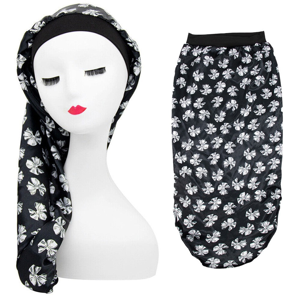 1Pc Womens Satin Bonnet Sleep Cap for Long Hair Turban Wrap Head Cover Style 1