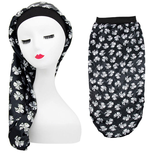 1Pc Womens Satin Bonnet Sleep Cap for Long Hair Turban Wrap Head Cover Style 1