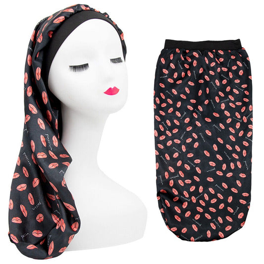 1Pc Womens Satin Bonnet Sleep Cap for Long Hair Turban Wrap Head Cover Style 2