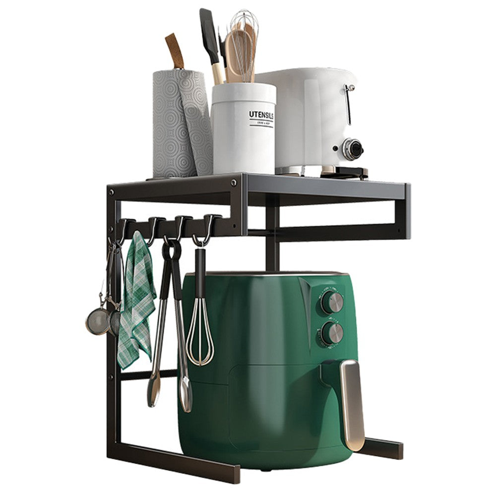 2-Tier Air Fryer Storage Rack Metal Storage Rack Kitchen Counter Organizer Black