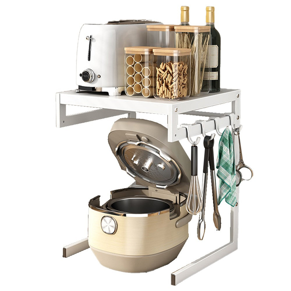 2-Tier Air Fryer Storage Rack Metal Storage Rack Kitchen Counter Organizer White