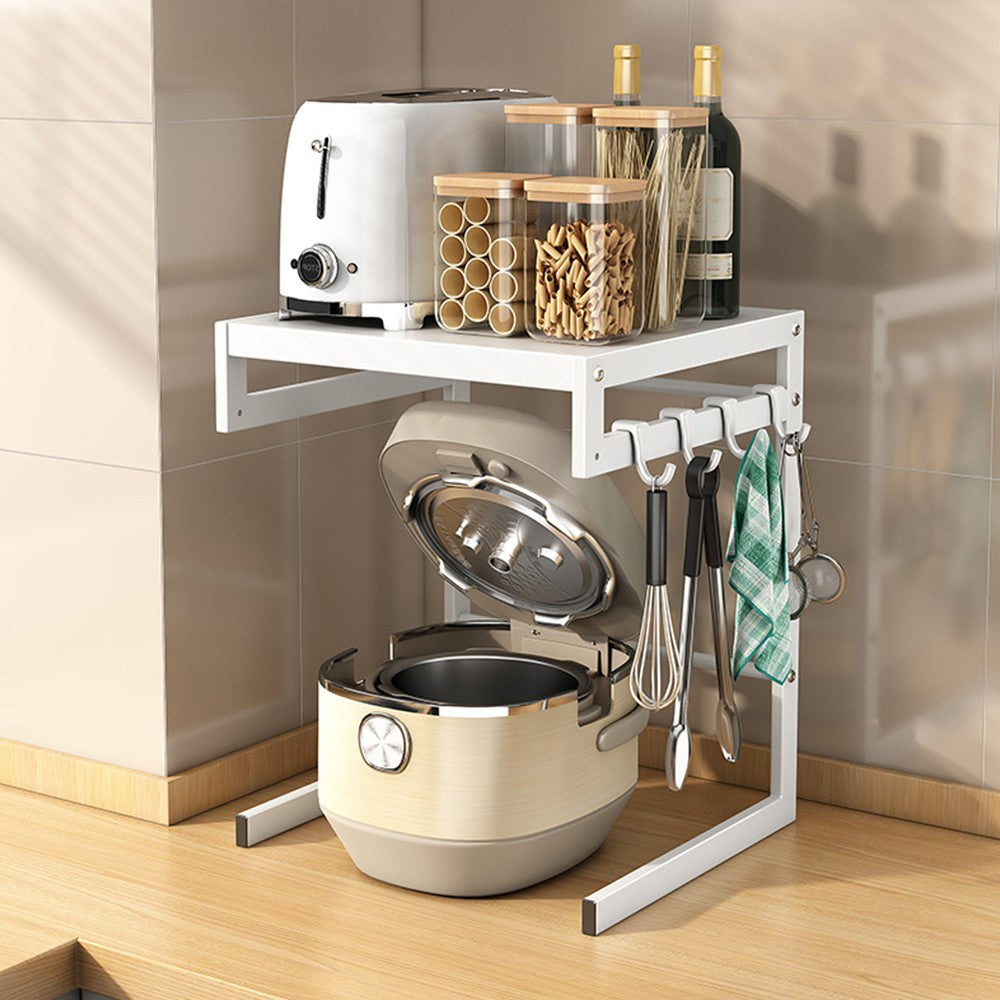 2-Tier Air Fryer Storage Rack Metal Storage Rack Kitchen Counter Organizer White
