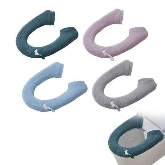 4Pcs Elastic Winter Warm Toilet Seat Cover Closestool Seat Mat with Handle Style