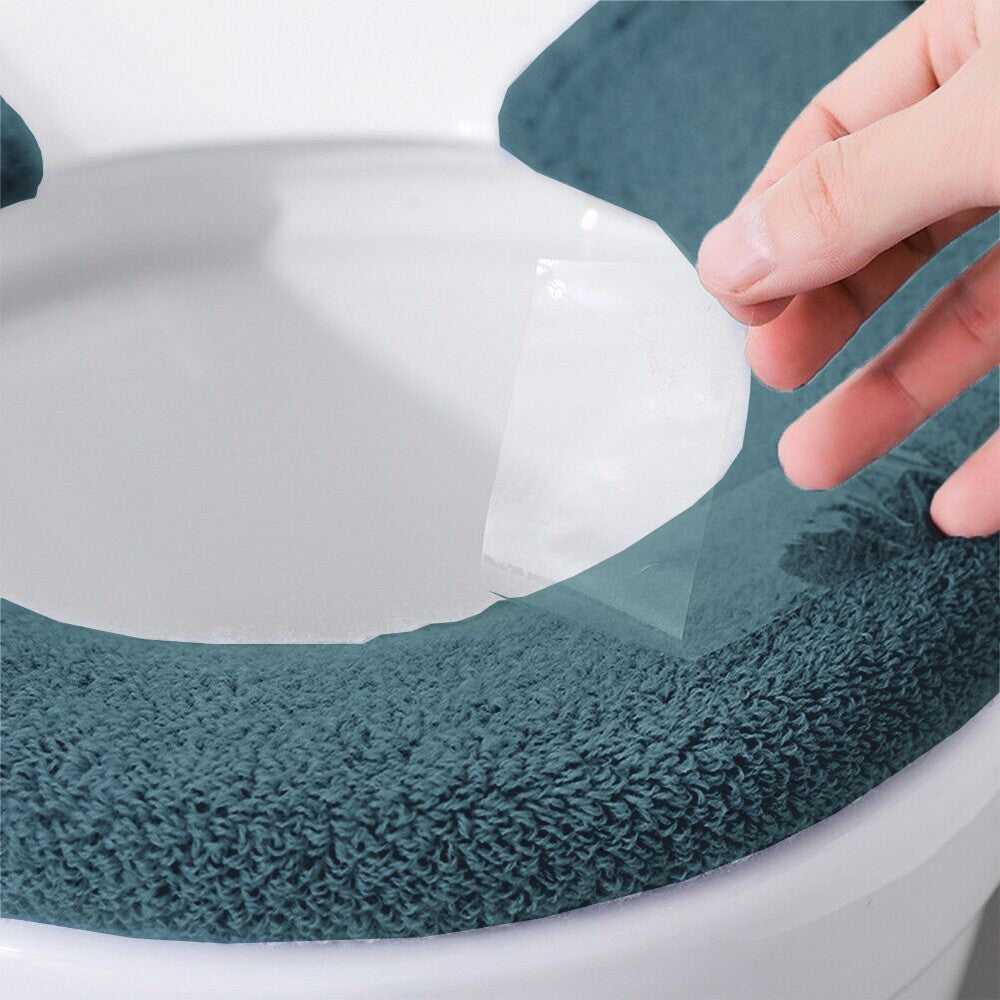 4Pcs Elastic Winter Warm Toilet Seat Cover Closestool Seat Mat with Handle Style