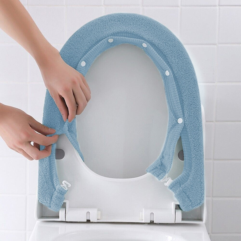 4Pcs Elastic Winter Warm Toilet Seat Cover Closestool Seat Mat with Handle Style