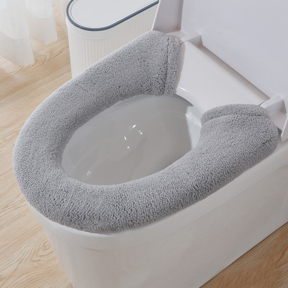 4Pcs Elastic Winter Warm Toilet Seat Cover Closestool Seat Mat without Handle Style