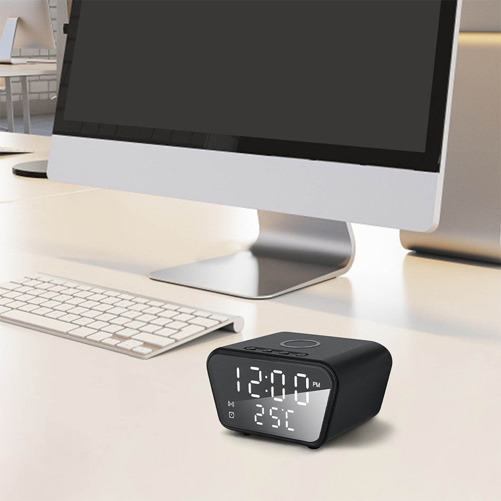 15W Digital Alarm Clock with Wireless Charging Fast Wireless Charger Station Black