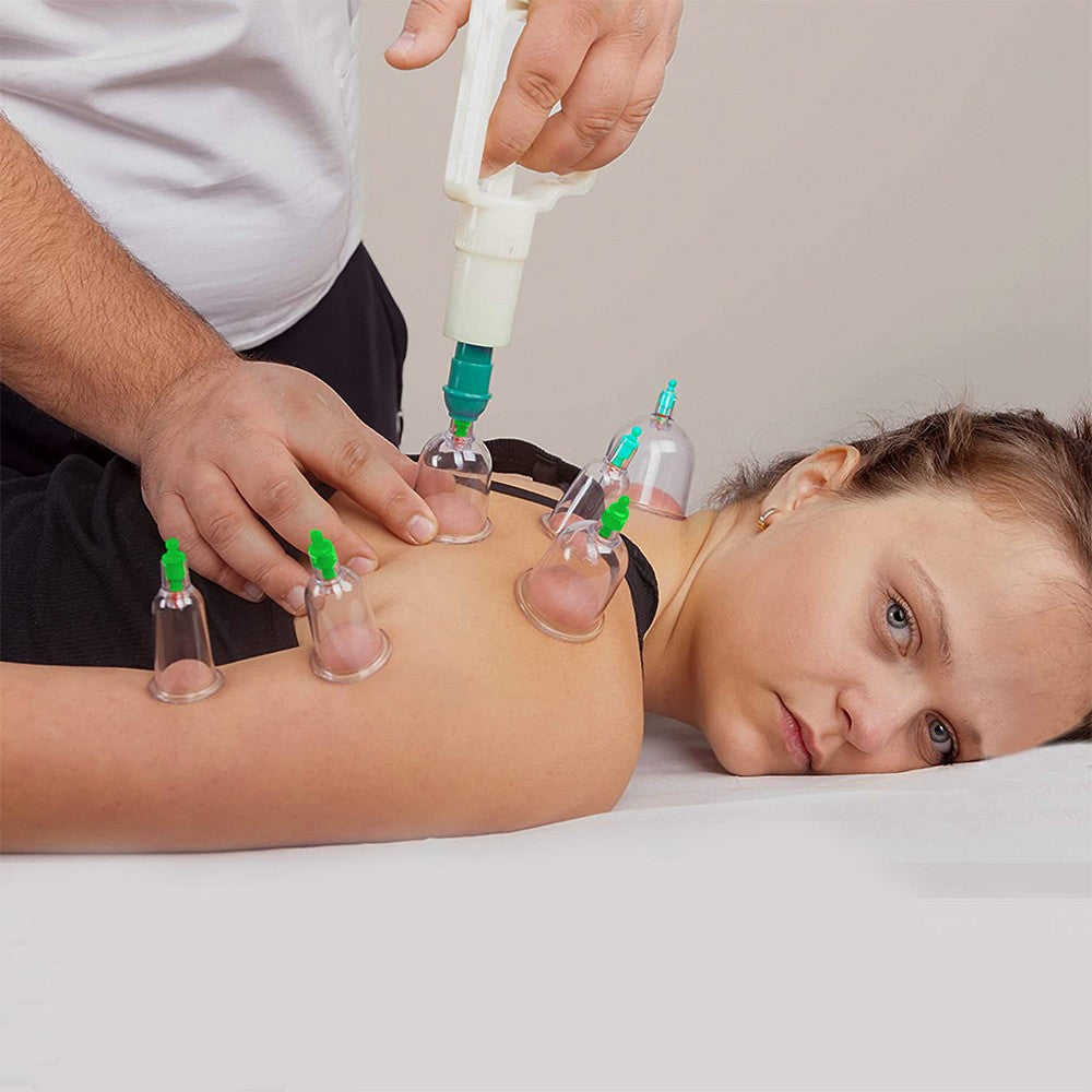 12Pcs Chinese Cupping Set Vacuum Suction Cups Massage Therapy Kit with Hand Pump