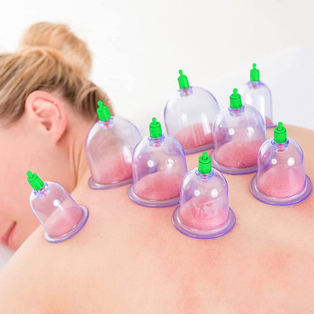 12Pcs Chinese Cupping Set Vacuum Suction Cups Massage Therapy Kit with Hand Pump