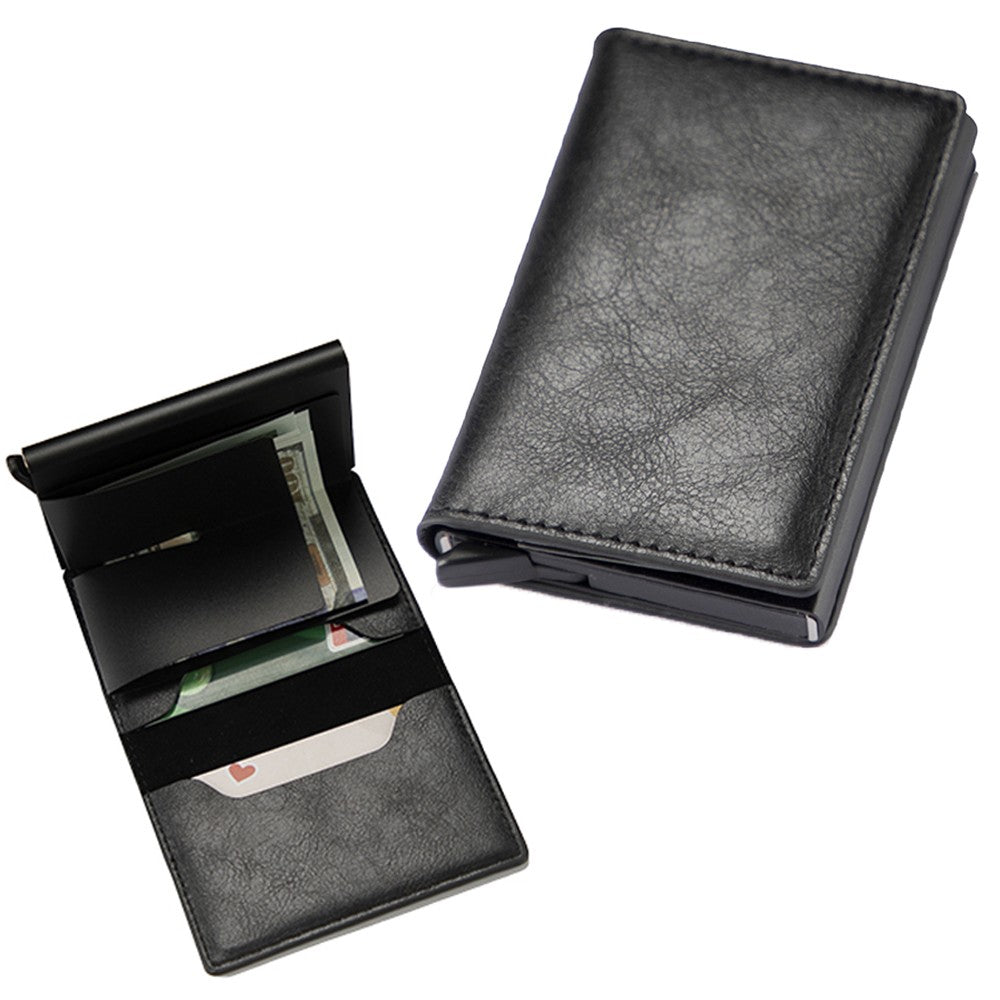 Mens RFID Blocking Credit Card Holder PU Leather Money Cash Wallet Clip Purse Black