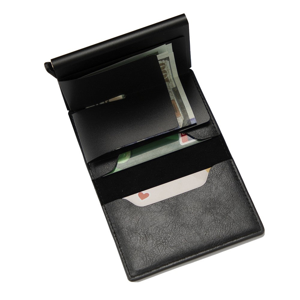 Mens RFID Blocking Credit Card Holder PU Leather Money Cash Wallet Clip Purse Black