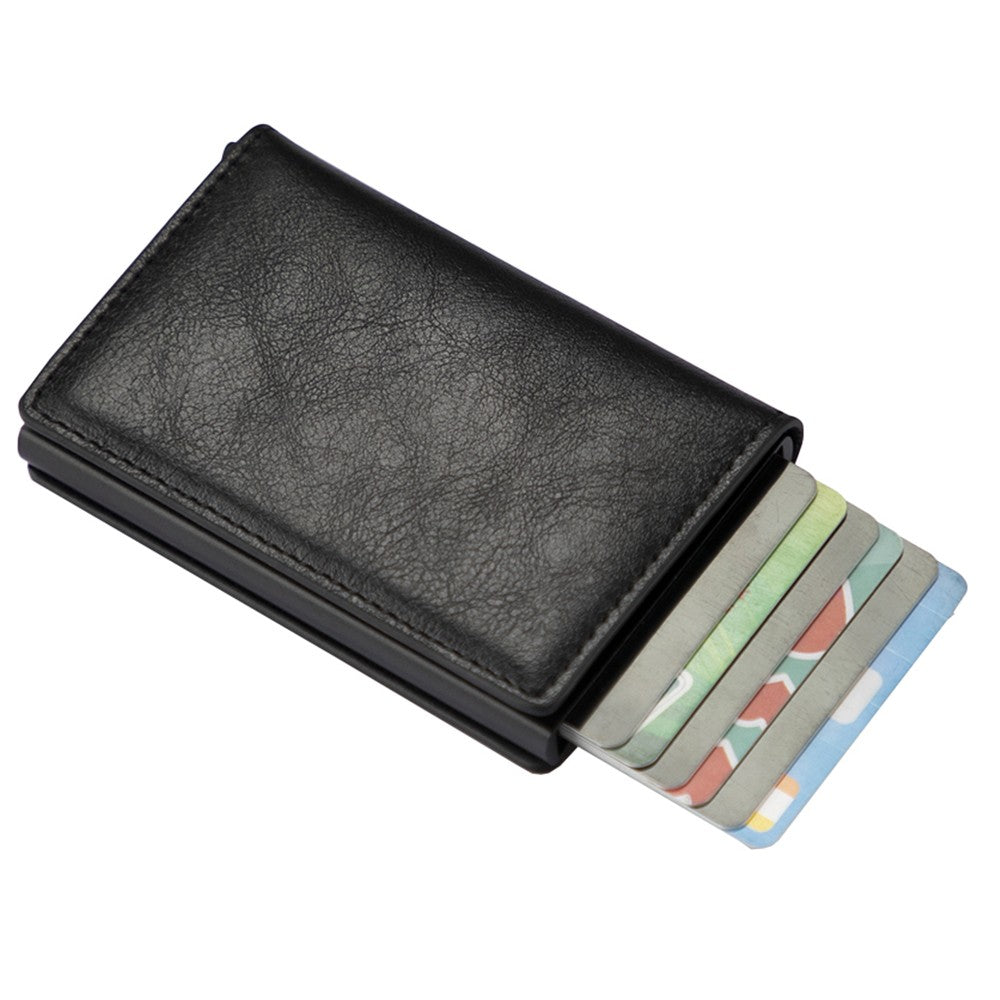 Mens RFID Blocking Credit Card Holder PU Leather Money Cash Wallet Clip Purse Black
