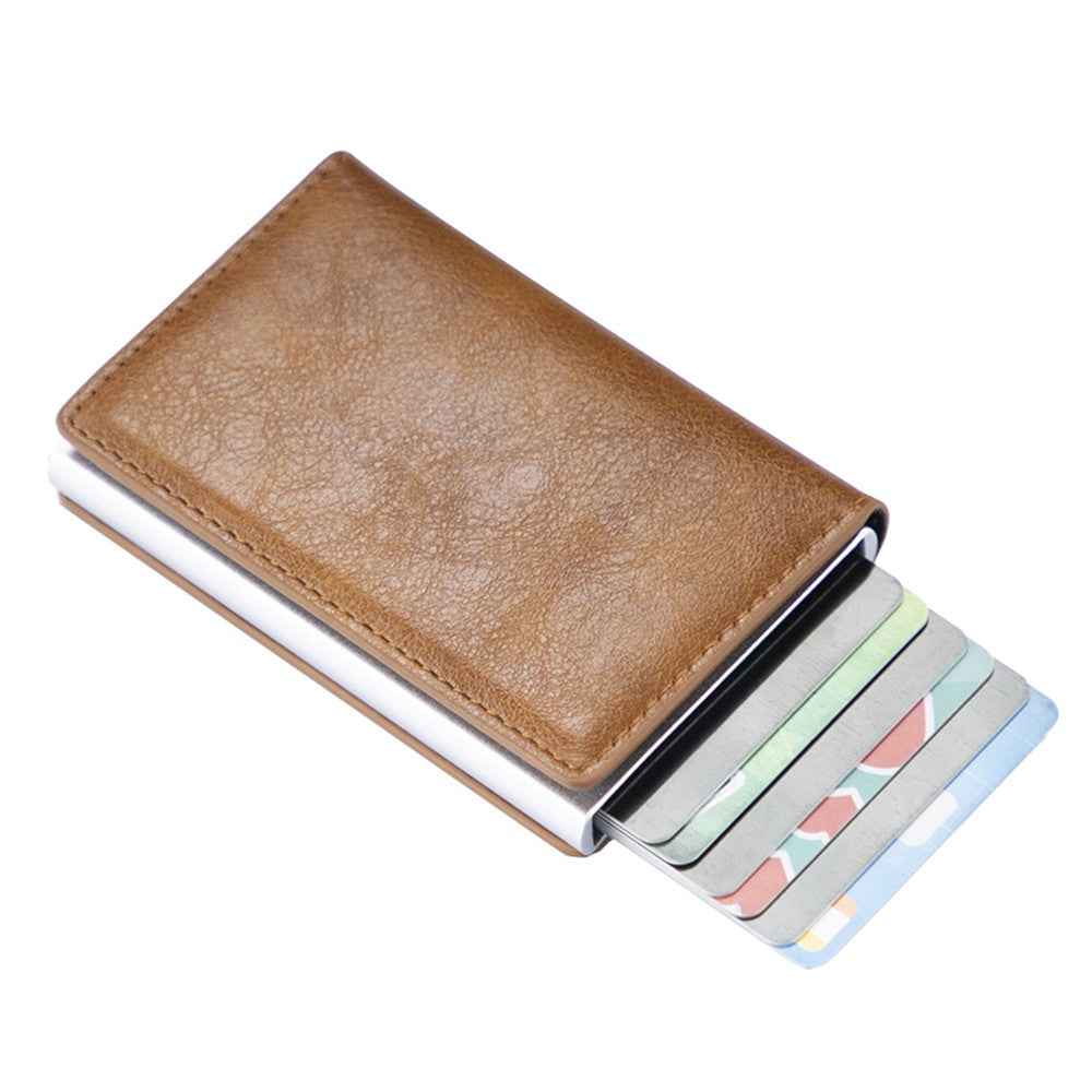Mens RFID Blocking Credit Card Holder PU Leather Money Cash Wallet Clip Purse Brown