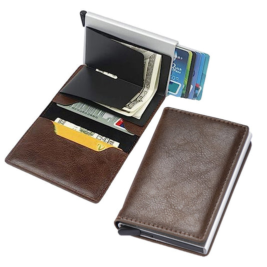 Mens RFID Blocking Credit Card Holder PU Leather Money Cash Wallet Clip Purse Coffee