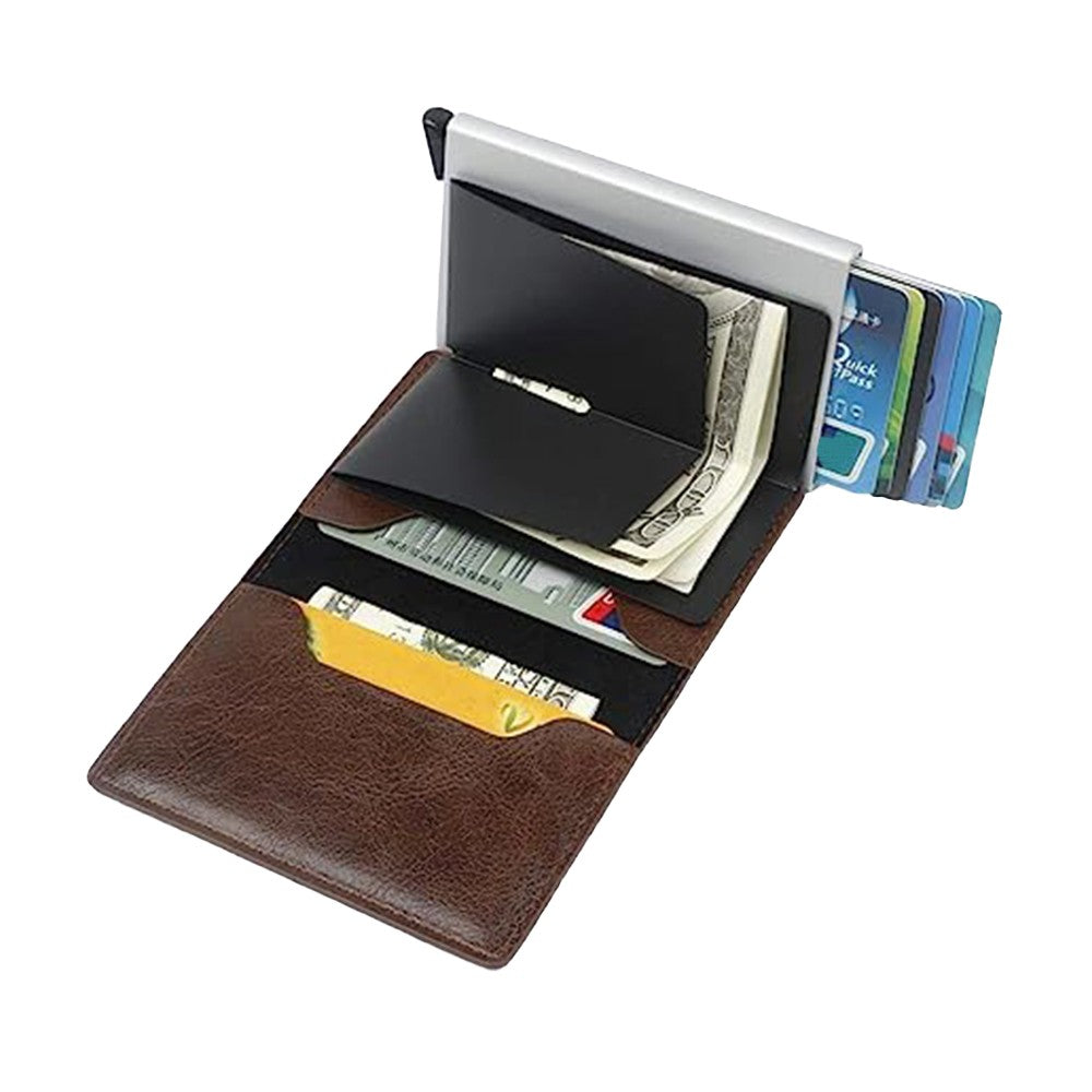 Mens RFID Blocking Credit Card Holder PU Leather Money Cash Wallet Clip Purse Coffee