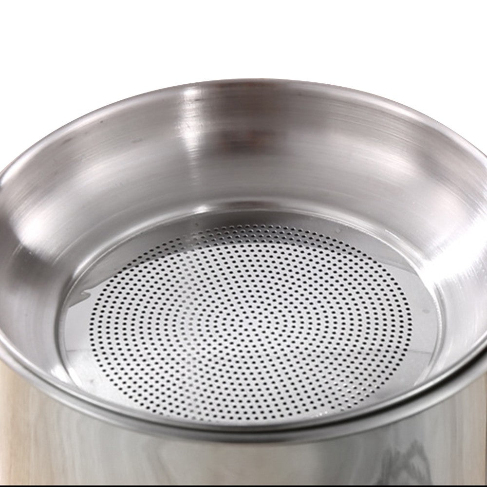 1.8L Stainless Steel Oil Filter Pot Bacon Grease Filter Can with Strainer Mesh Dust-proof Lid