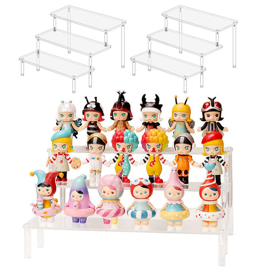 2Pcs 3-Tier Acrylic Display Stands for Figures Toys Clear Cosmetic Jewelry Display Holder
