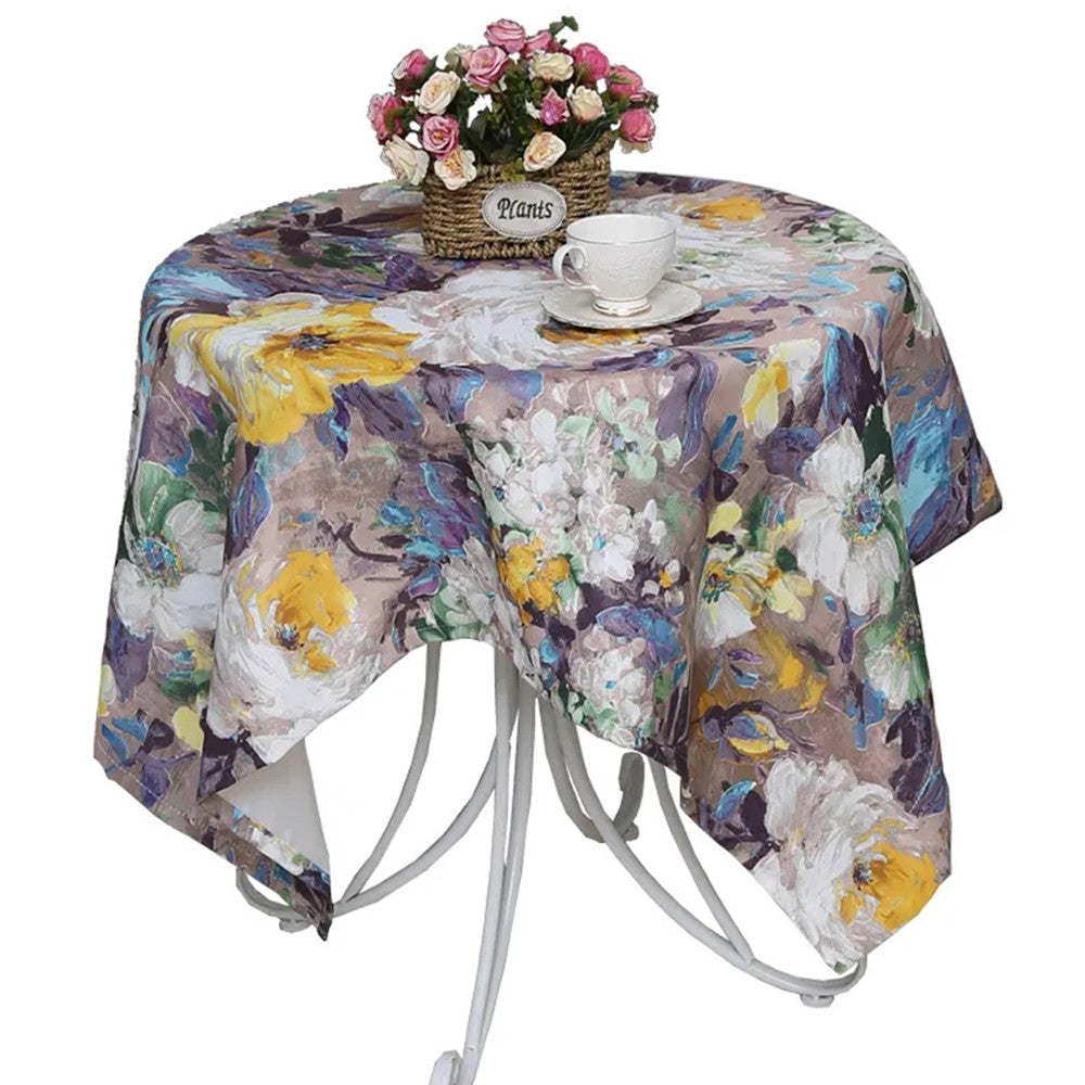 131x180cm Oil Painting Style Tablecloth Dining Table Cover Table Cloth Home Decor Purple