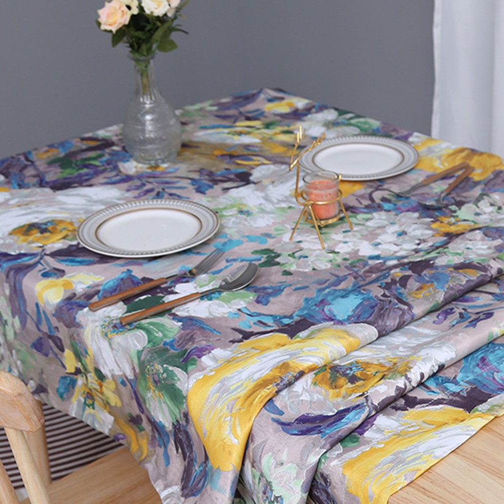 131x180cm Oil Painting Style Tablecloth Dining Table Cover Table Cloth Home Decor Purple