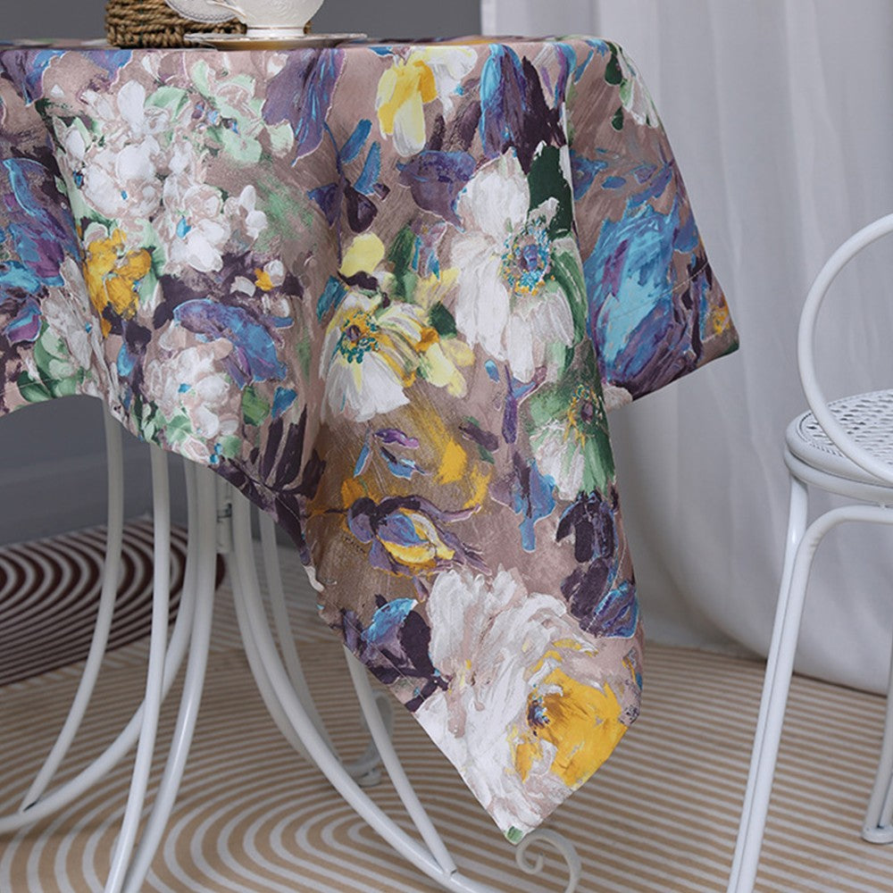 131x220cm Oil Painting Style Tablecloth Dining Table Cover Table Cloth Home Decor Purple