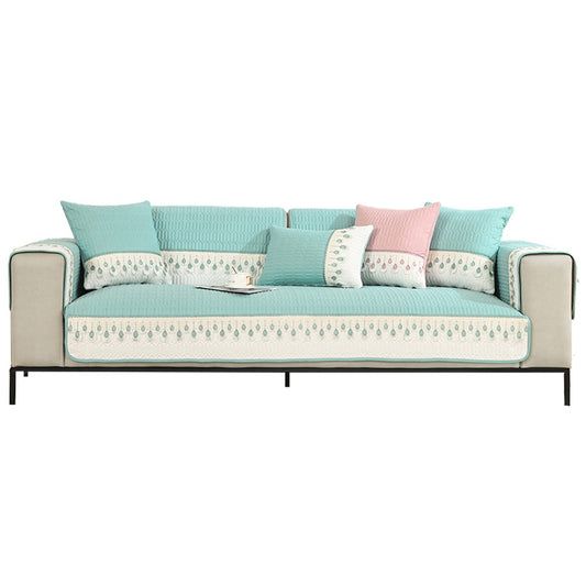 90x160cm Embroidery Sofa Seat Cushion Cover Anti-slip Couch Seat Slipcover Green