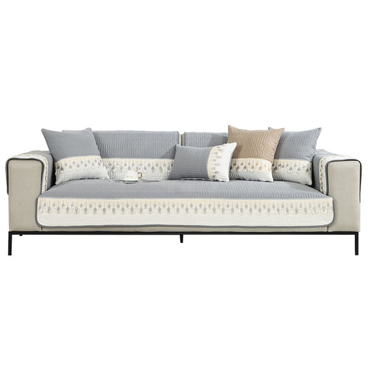 70x90cm Embroidery Sofa Seat Cushion Cover Anti-slip Couch Seat Slipcover Grey