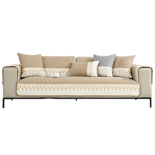 90x160cm Embroidery Sofa Seat Cushion Cover Anti-slip Couch Seat Slipcover Khaki