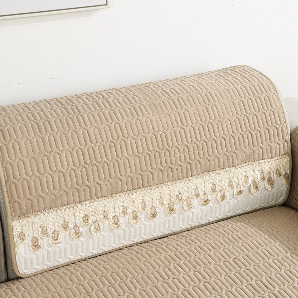 90x160cm Embroidery Sofa Seat Cushion Cover Anti-slip Couch Seat Slipcover Khaki