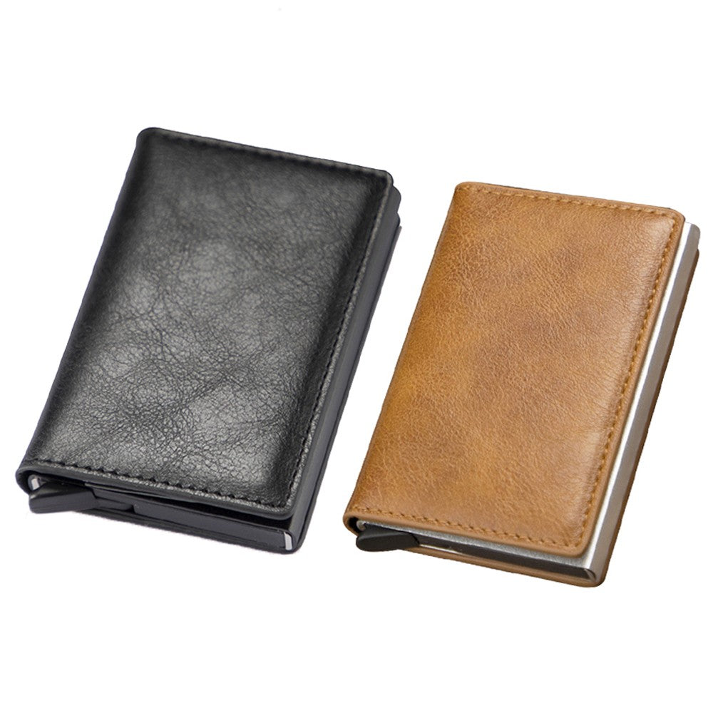 2Pcs Mens RFID Blocking Credit Card Holder PU Leather Money Cash Wallet Clip Purse