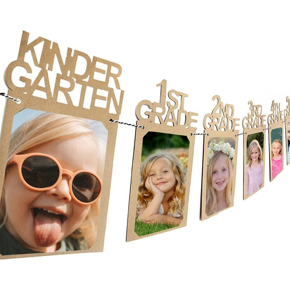 Kindergarten to 12th Grade Graduation Photo Banner Set Graduation Party Supplies Khaki