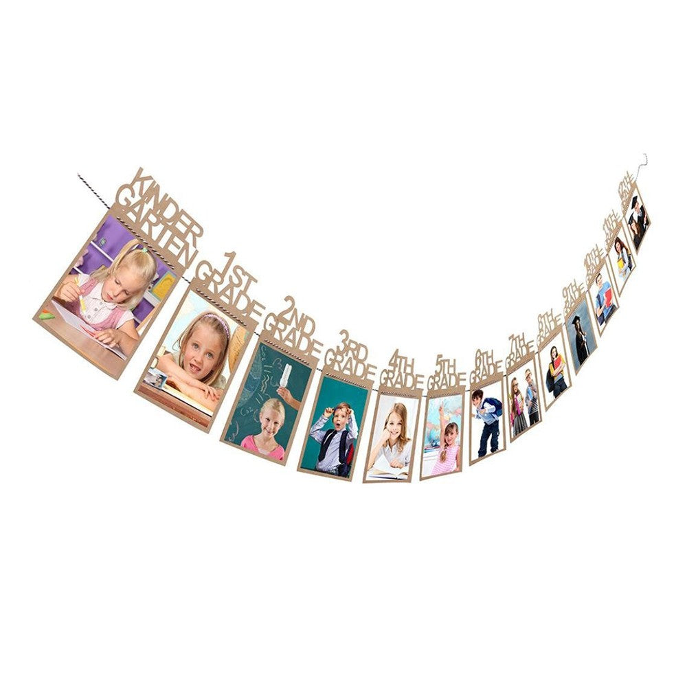 Kindergarten to 12th Grade Graduation Photo Banner Set Graduation Party Supplies Khaki