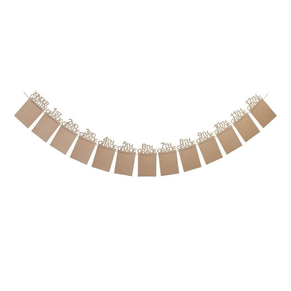 Kindergarten to 12th Grade Graduation Photo Banner Set Graduation Party Supplies Khaki