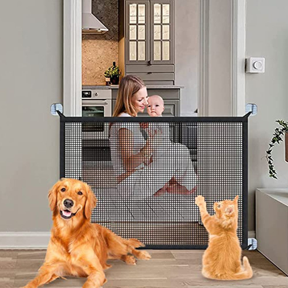 110x72cm Portable Magic Mesh Baby Gate Pet Gate Kids Safety Fence Guard for Stairs Doors