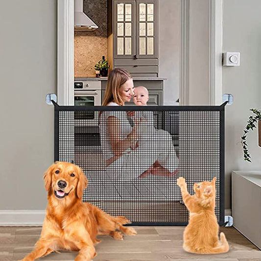 110x72cm Portable Magic Mesh Baby Gate Pet Gate Kids Safety Fence Guard for Stairs Doors