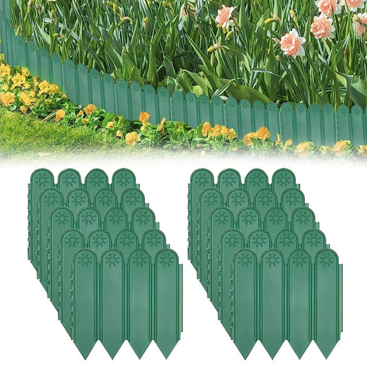 10 Pieces Plastic Garden Landscape Edging Borders Planter Flower Bed Fence Green